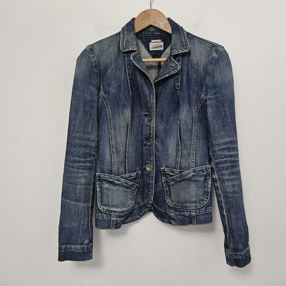 Tommy Hilfiger Jackets & Blazers - TOMMY HILFIGER Vintage Women's Blue Denim Blazer Jeans Jacket Size XS
